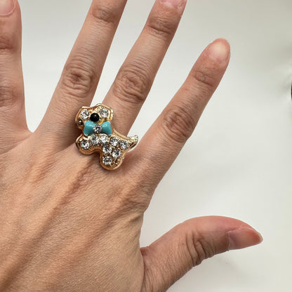 Y2K Rhinestone Scottish Terrier Adjustable Ring