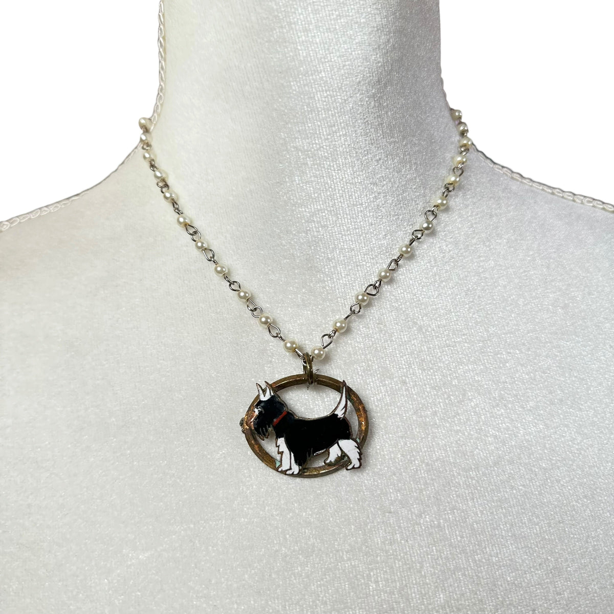 1970's Scottish Terrier Pearl Necklace