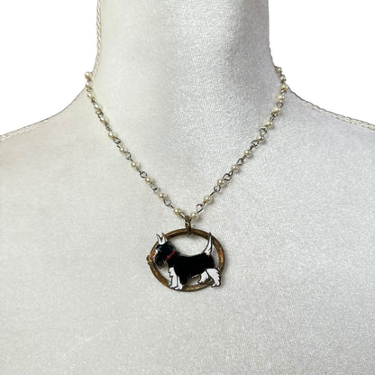 1970's Scottish Terrier Pearl Necklace