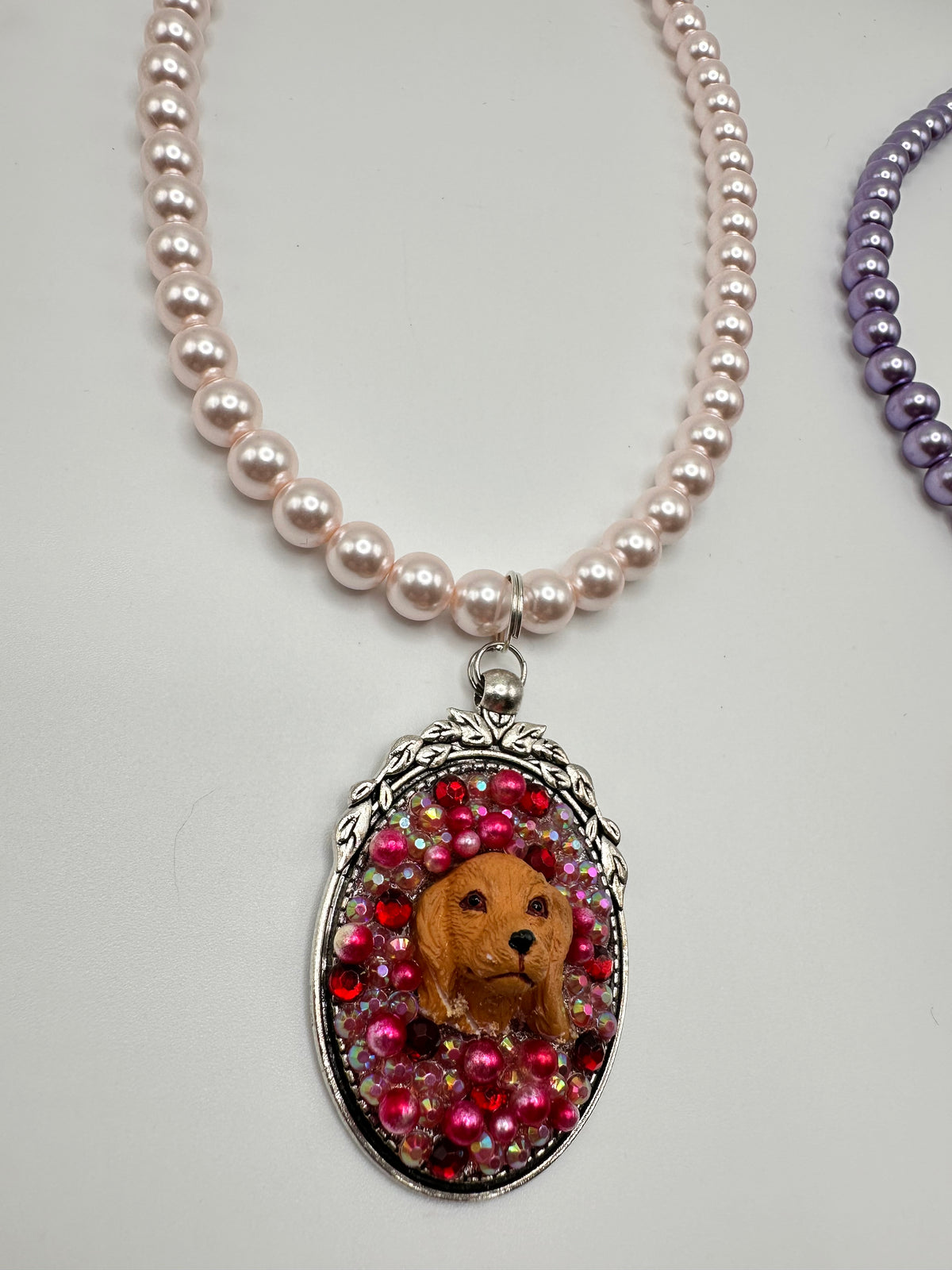 Ruby Raspberry Pink Dog Necklace