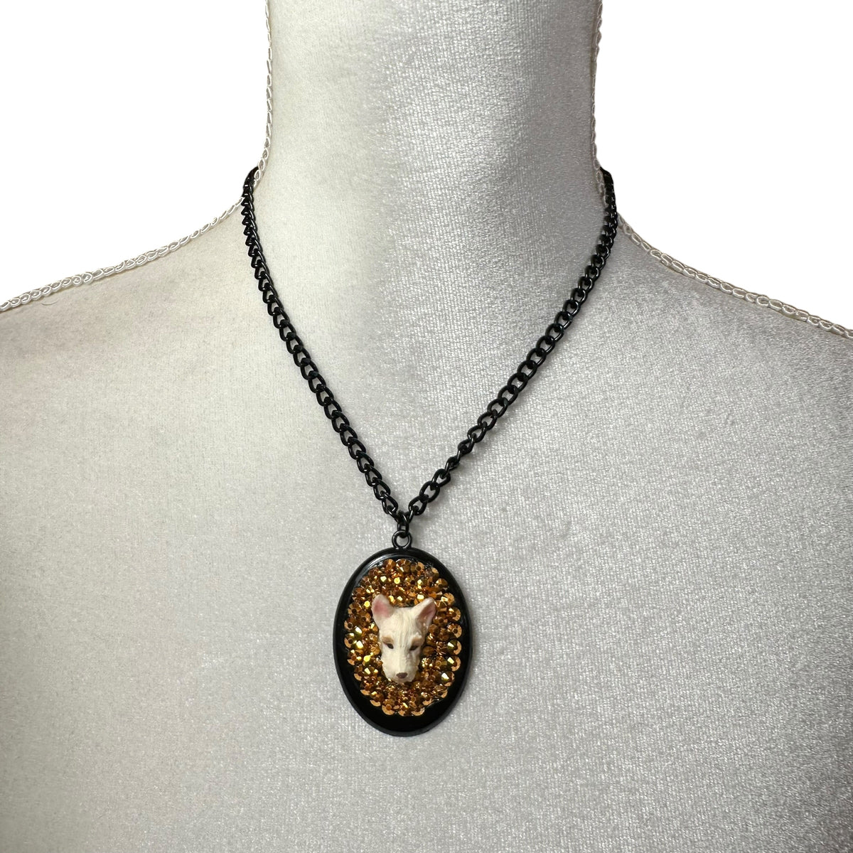 Scottish Terrier in Gold Rhinestones Necklace