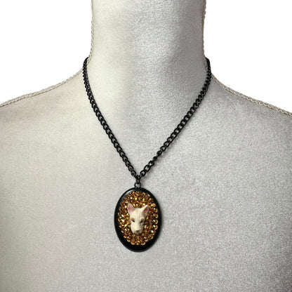 Scottish Terrier in Gold Rhinestones Necklace