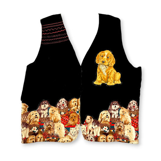 Vintage Handmade Velvet Puppy Overload Vest Sz OS