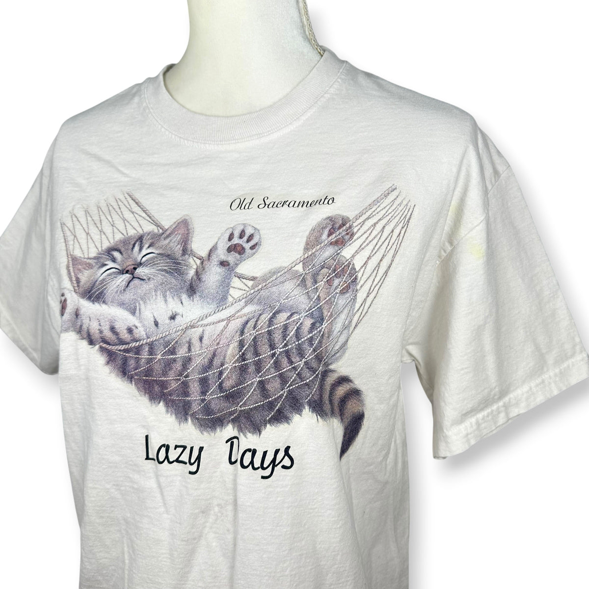 Lazy Days Cat in Hammock Vintage Tee