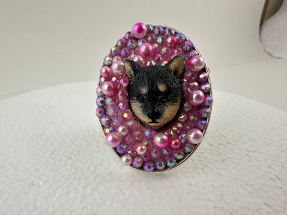 Pretty n' Pink Pearl Shiba Inu Pomeranian Ring