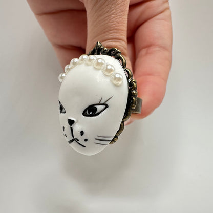 Vintage Cat Serving Royalty Adjustable Ring