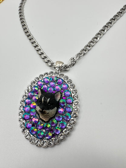Purple Kaleidoscopic Pup Necklacd