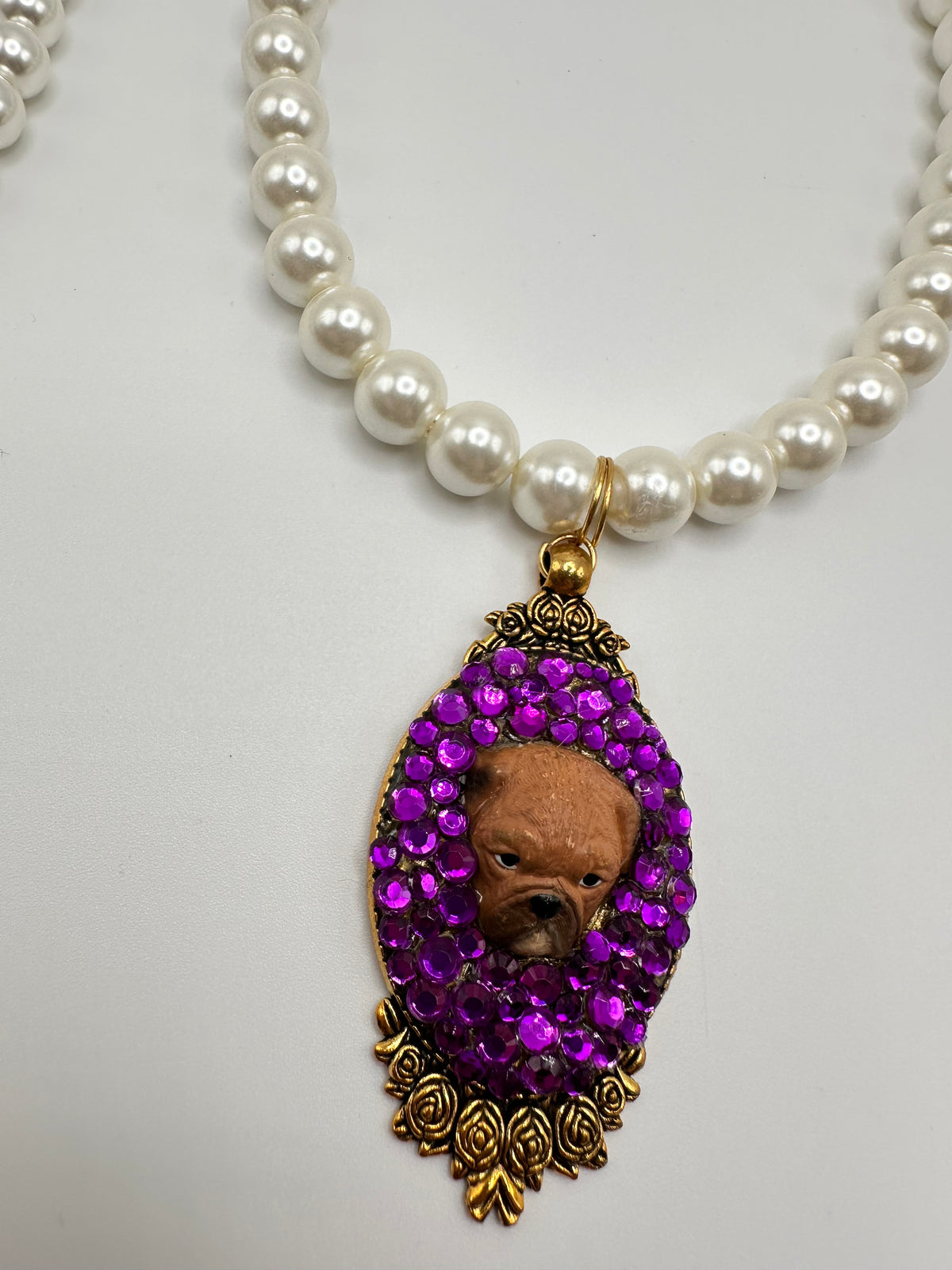 Purple Priss Bulldog Necklace
