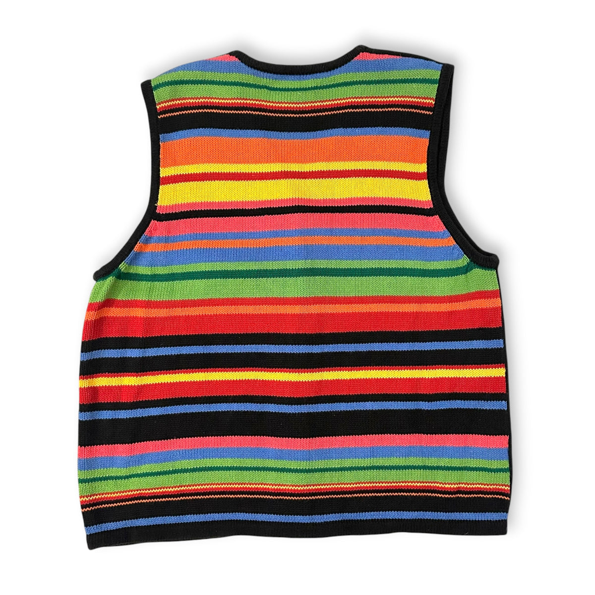 Colorful Dogs at Play Knit Vintage Vest Sz L