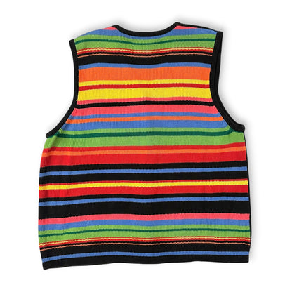 Colorful Dogs at Play Knit Vintage Vest Sz L