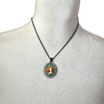 Cocker Spaniel in Emerald City Rhinestone Necklace