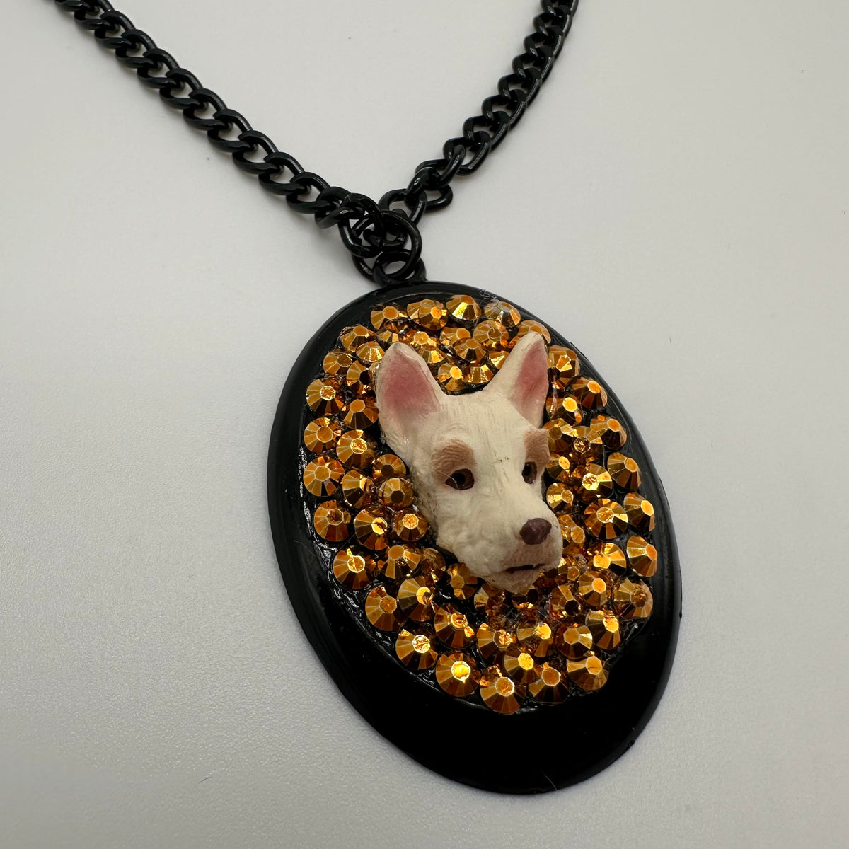 Scottish Terrier in Gold Rhinestones Necklace