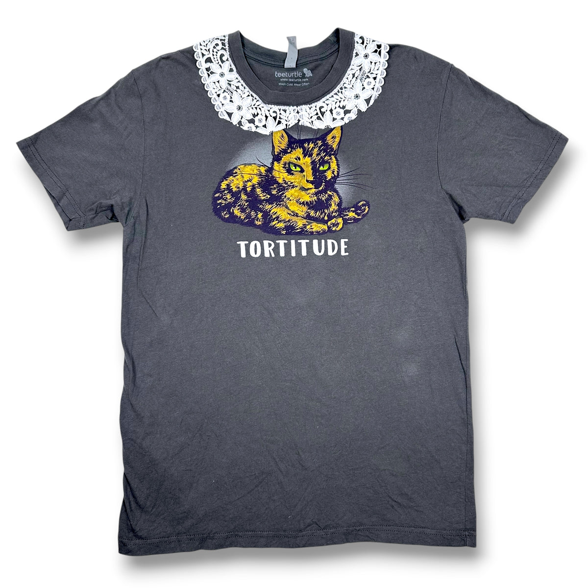Serving Tortitude Cat Tee with Lace Collar