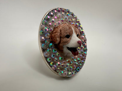 Precious Pastel Pup Rhinestone Ring