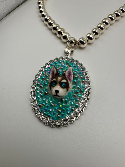 Hoot of a Husky Silver Necklace