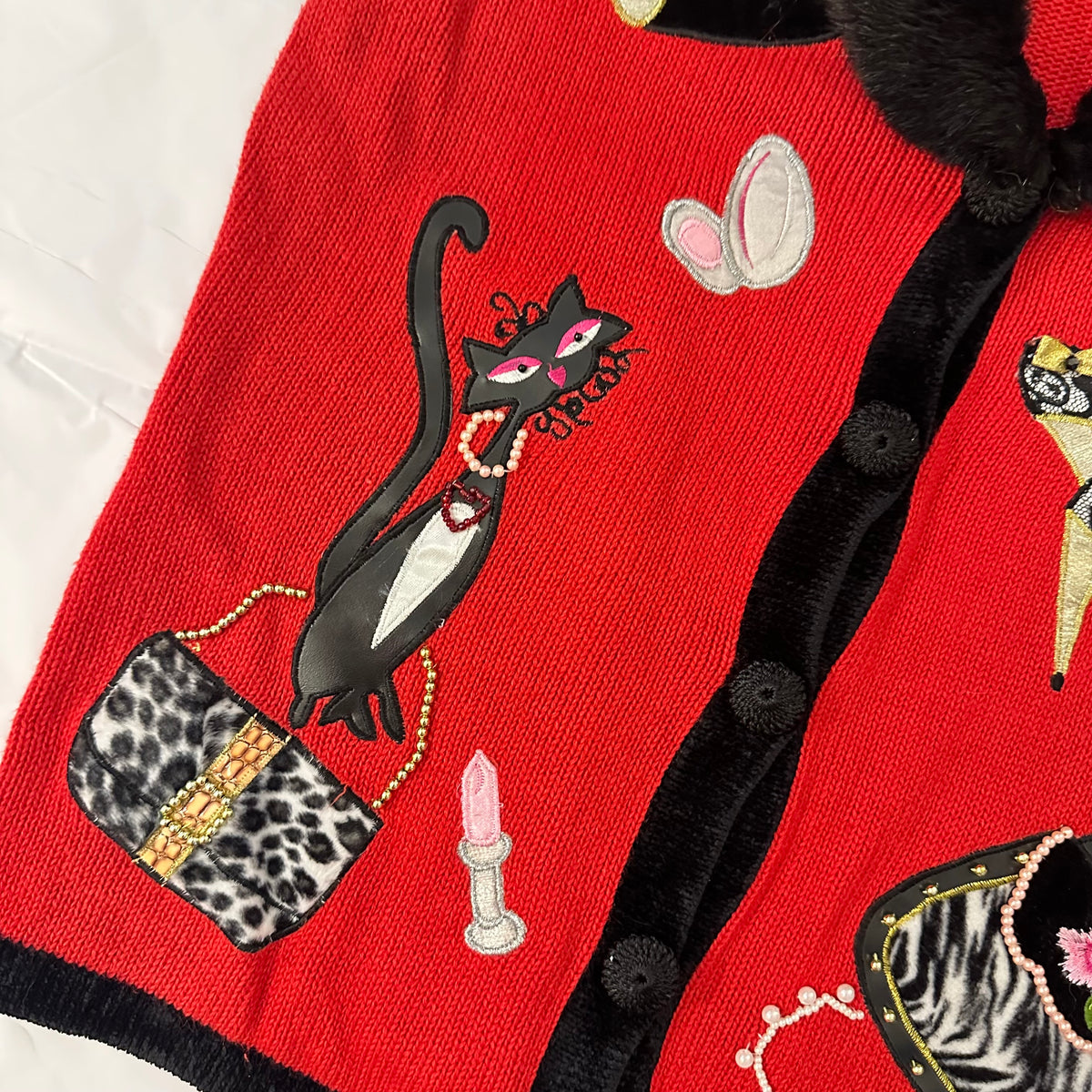 Shopaholic Cat Faux Fur Vest Sz M