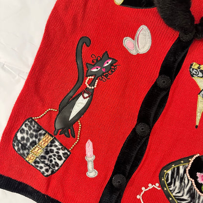 Shopaholic Cat Faux Fur Vest Sz M