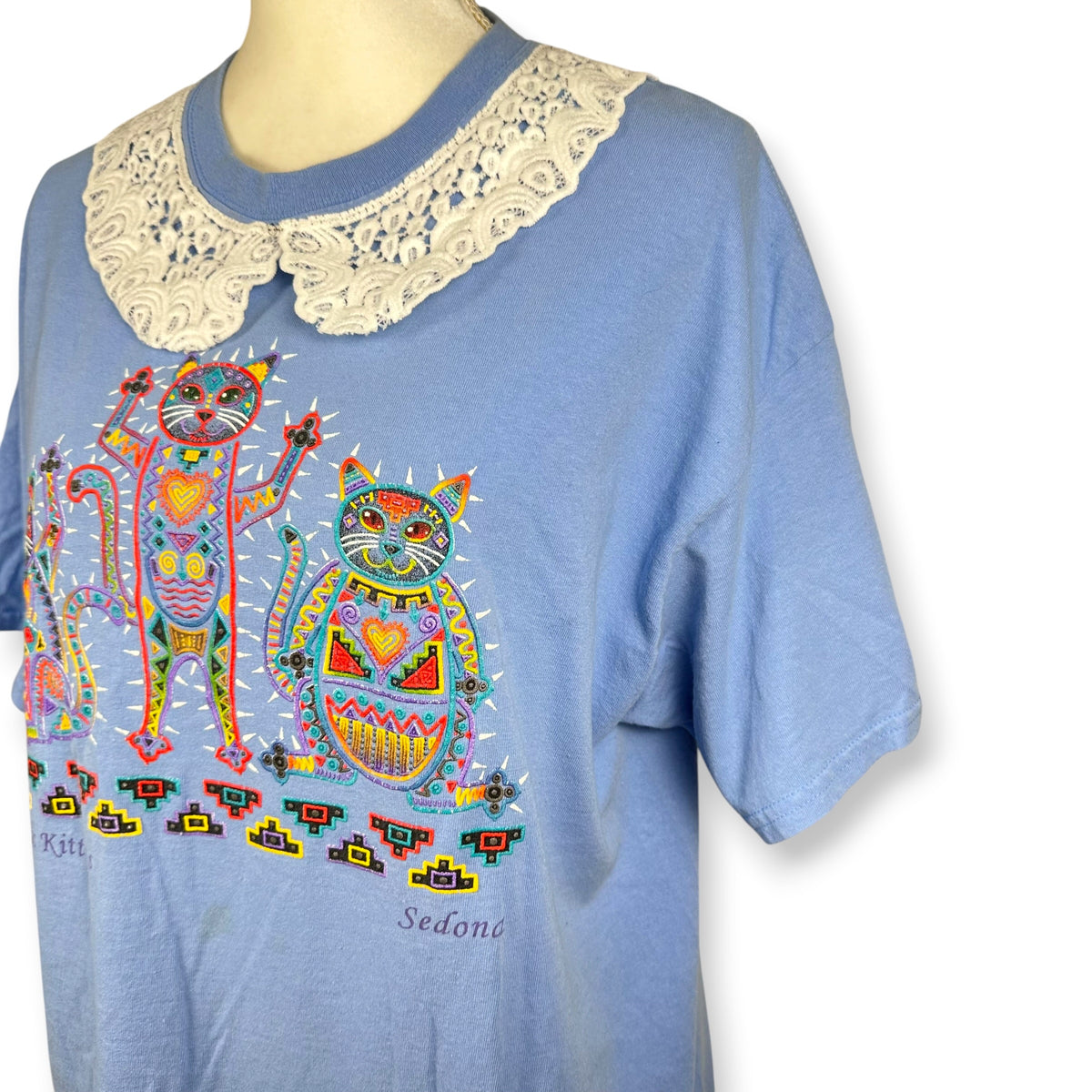 Cactus Cats Astec Vintage Tee with Lace Collar