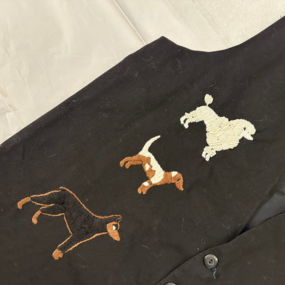 Vintage 80's Dog Embroidered Vest Sz M