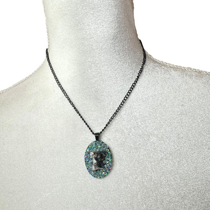 Schnauzer in Iridescent Rhinestones Necklace