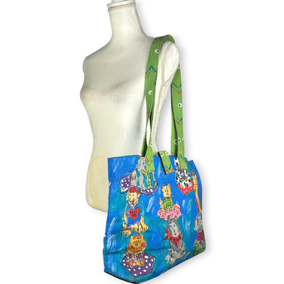 Vintage Silkscapes Hand Painted Dog Themed Tote