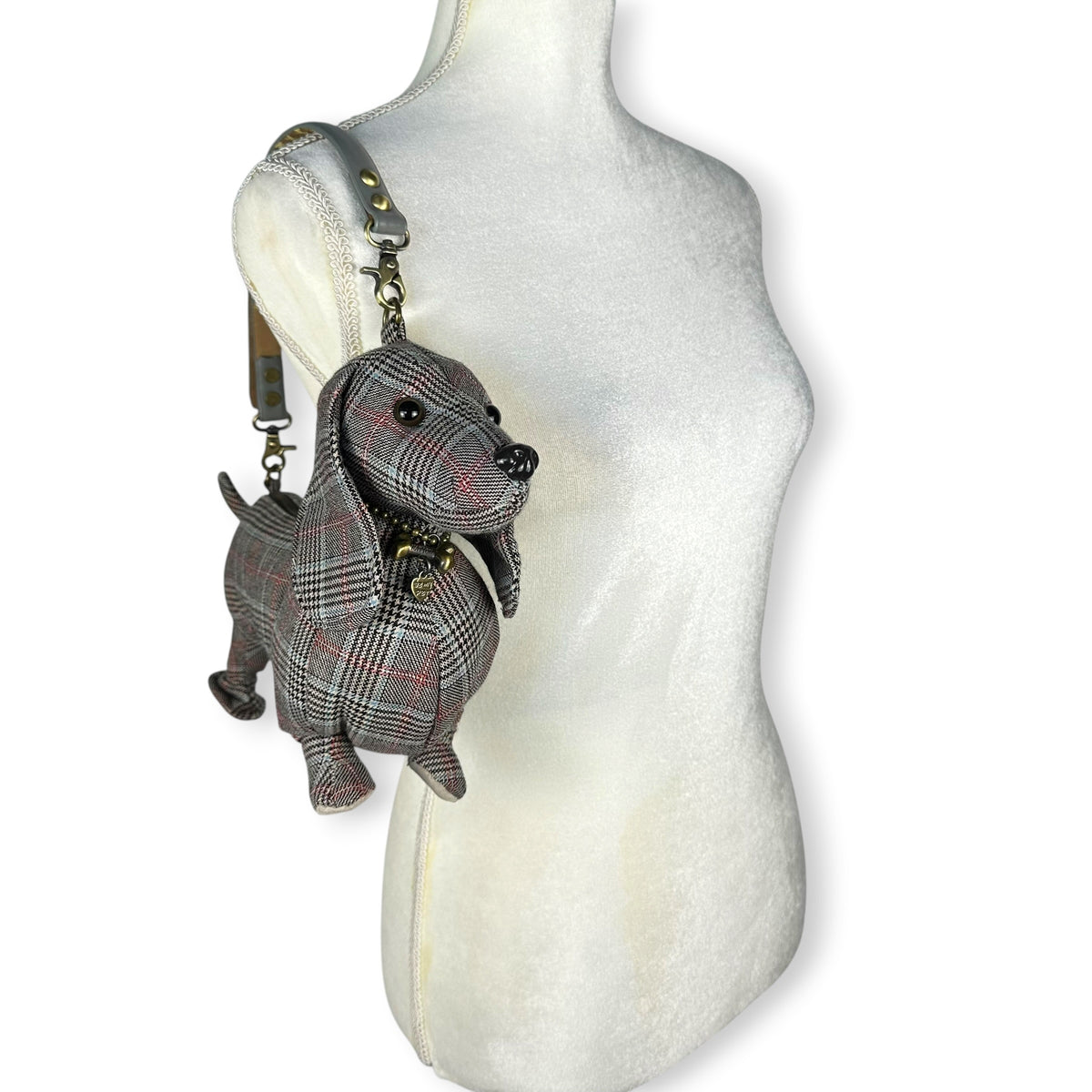 Vintage Fuzzy Nation Plaid Daschund Purse