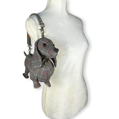 Vintage Fuzzy Nation Plaid Daschund Purse