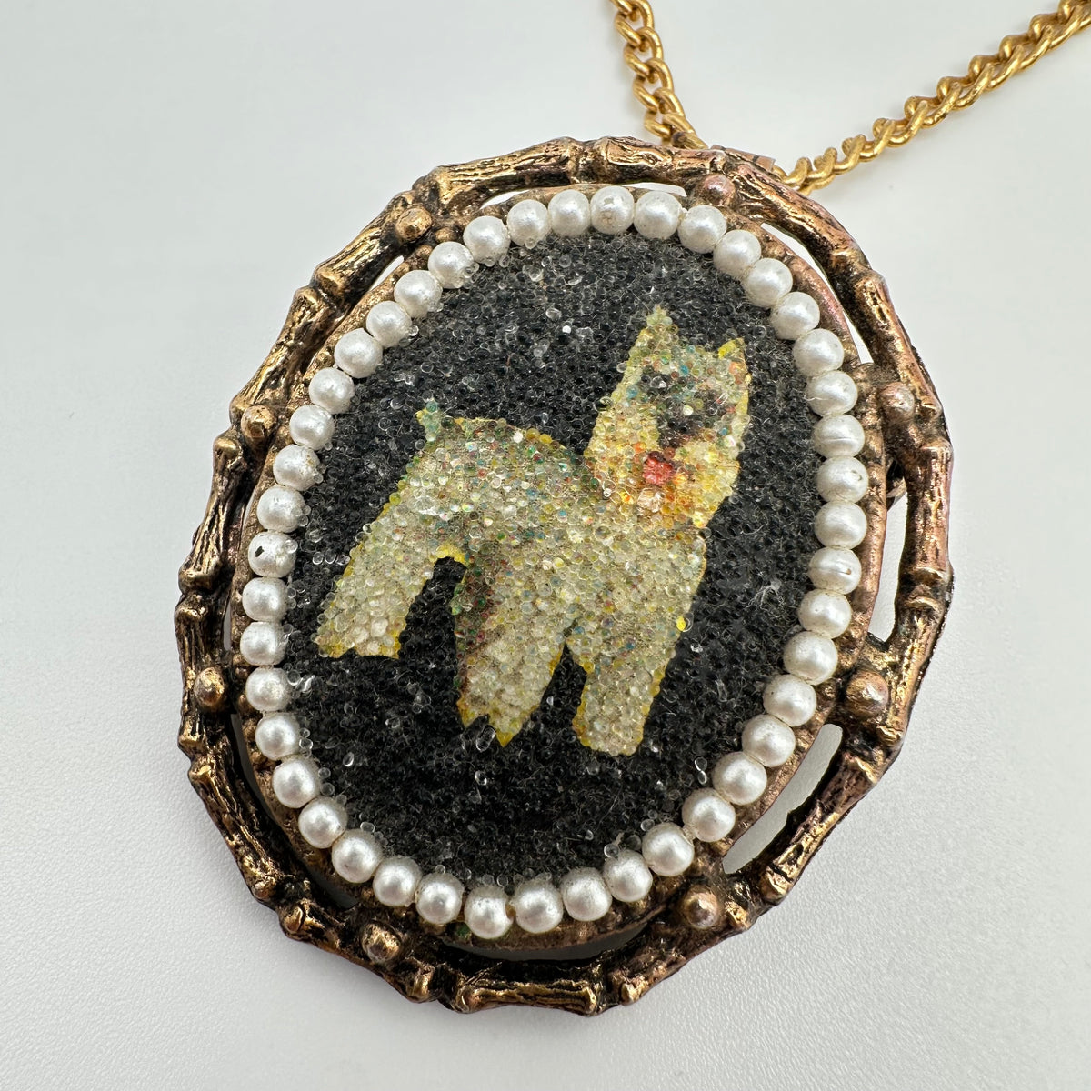 Vintage 1970's Beaded Schnauzer Necklace