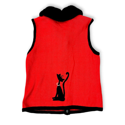 Shopaholic Cat Faux Fur Vest Sz M