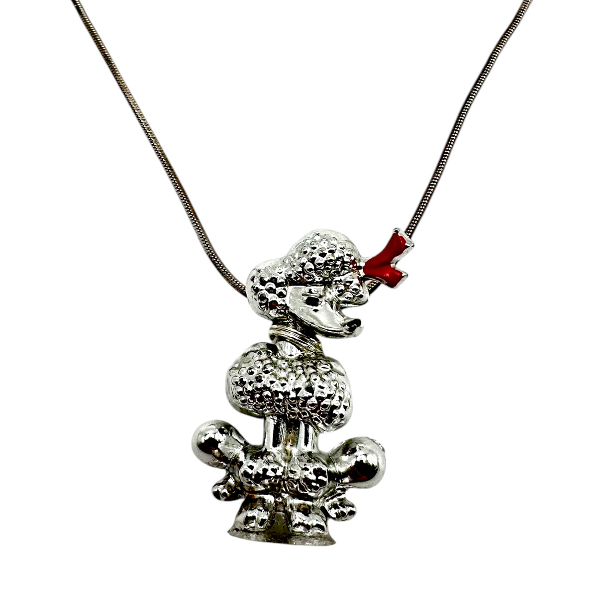Poodle with Class Silver Necklace