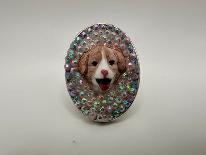 Precious Pastel Pup Rhinestone Ring