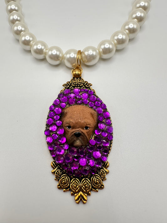 Purple Priss Bulldog Necklace