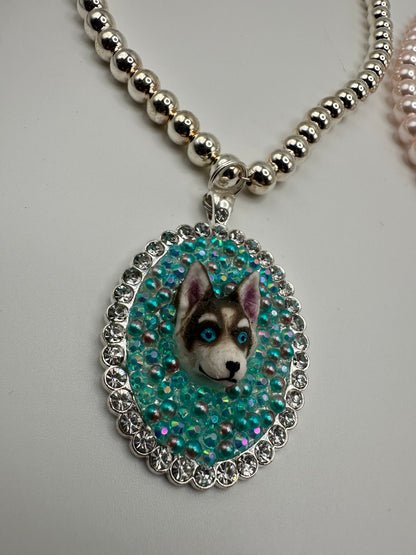 Hoot of a Husky Silver Necklace