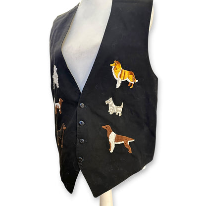 Vintage 80's Dog Embroidered Vest Sz M