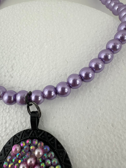 Darling Dachshund Purple Pearl Necklace