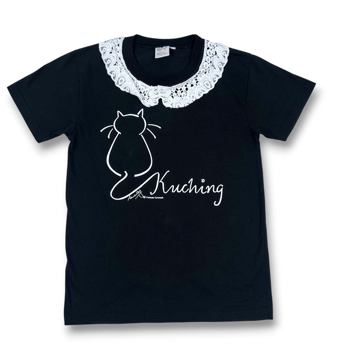 Kuching Kat Thailand Tee with White Lace Collar