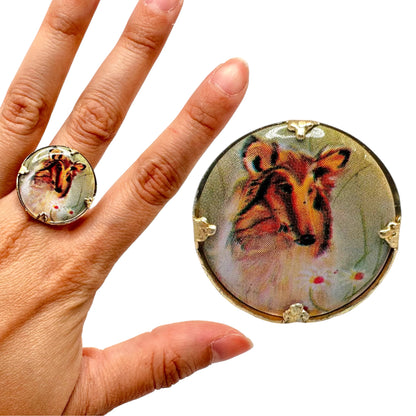 Vintage Collie Dog Themed Ring