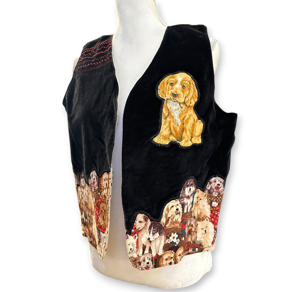 Vintage Handmade Velvet Puppy Overload Vest Sz OS