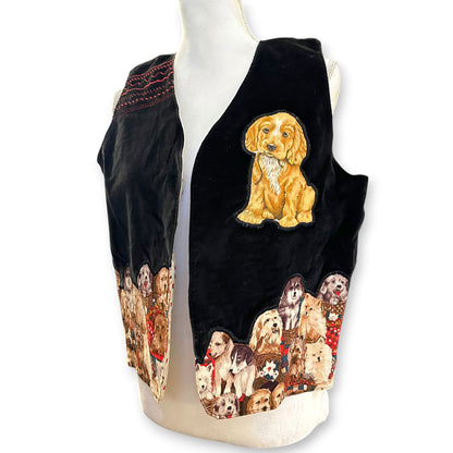 Vintage Handmade Velvet Puppy Overload Vest Sz OS