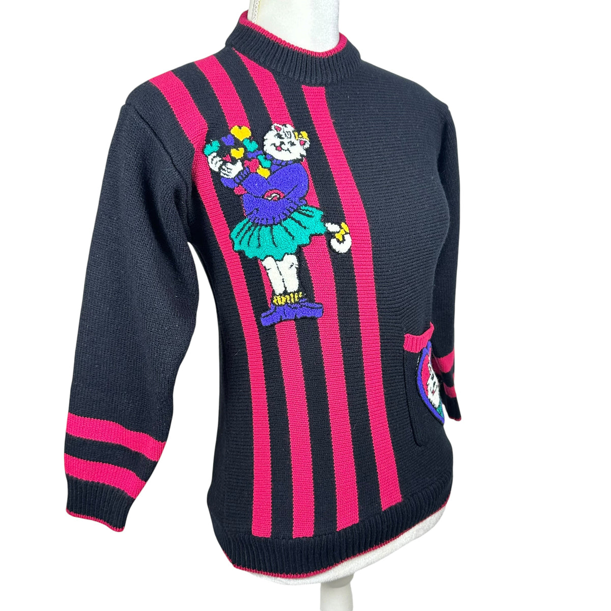 Vintage 80’s Bright Cat Sweater
