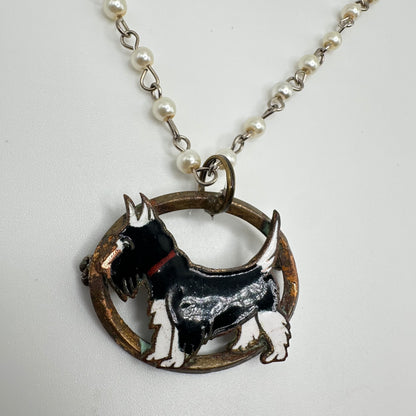 1970's Scottish Terrier Pearl Necklace