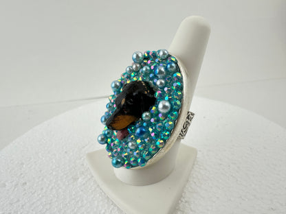 Dipped in Blue Doberman Pearlescent Ring